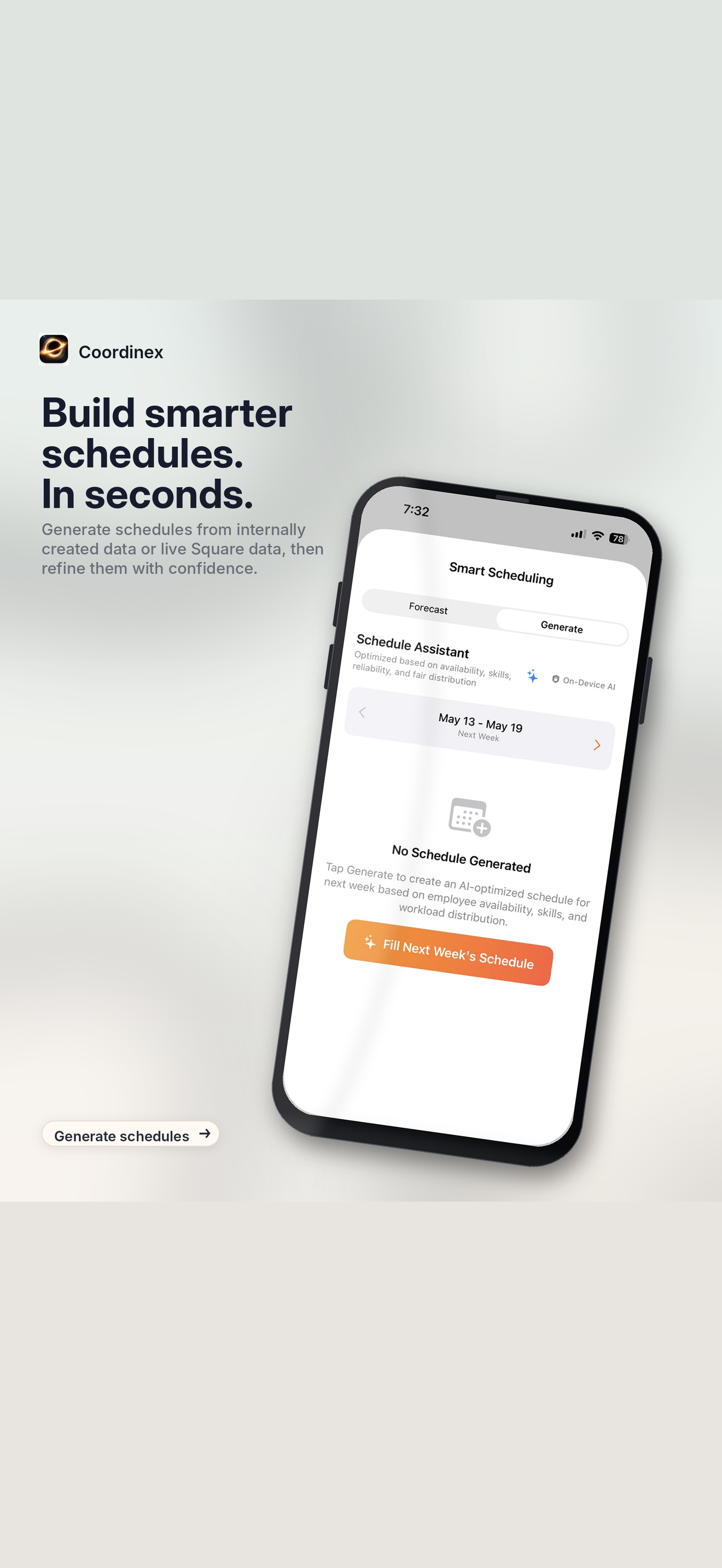 Coordinex auto-fill suggestions for next week's schedule
